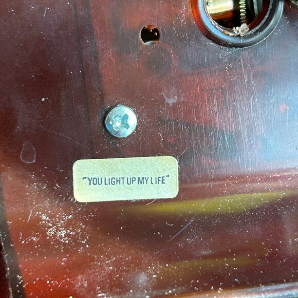 Vintage Yaps Mirror Music Box Love Story MCM Floral No Butterfly Brown Frame - Picture 6 of 9